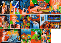 illustration: "Blue Poems" / 2000 / 14 x (10 x 14) cm / oil-pastel on paper