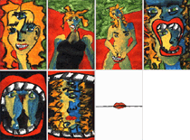 illustration: "Death" / 1999 / 7 x (12 x 16) cm / acrylic on paper