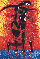 The hug / 2001 / 50 x 70 cm / oil-pastel on paper