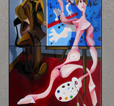 Miro painting Bacon's portrait / 2001 / 120 x 180 cm / oil on canvas