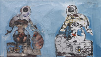double portrait of an F-16 pilot, 2003, 90 x 55 cm, oil and mixed media on canvas