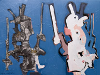 double self-portrait as Don Quixote, 2003, 120 x 90 cm, oil and mixed media on canvas