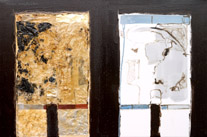 double portrait of cat #2, 2003, 90 x 60 cm, oil and mixed media on canvas