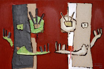 double portrait of a tree, 2003, 90 x 60 cm, oil and mixed media on canvas